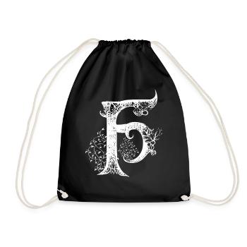 F Monogramm Alphabet Schriftzug Hand gezeichnet Go - Turnbeutel - Schwarz - Vorne