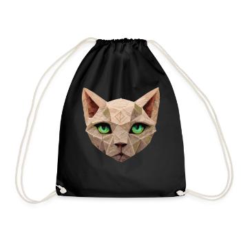 Sphinx Cat Polygon Low Poly Cats Gesicht - Turnbeutel - Schwarz - Vorne