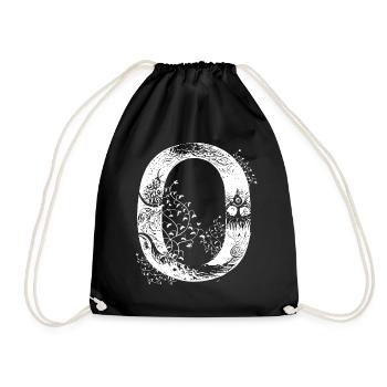 Brief o Monogramm Hand gezeichnet Gothic Witch Wic - Turnbeutel - Schwarz - Vorne