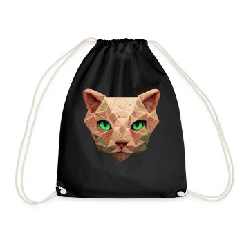 Sphinx Cat Polygon Low Poly Cats Gesicht - Turnbeutel - Schwarz - Vorne