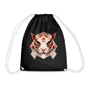 Geometrischer Tiger Polygon niedriger Poly -Tiger - Turnbeutel - Schwarz - Vorne