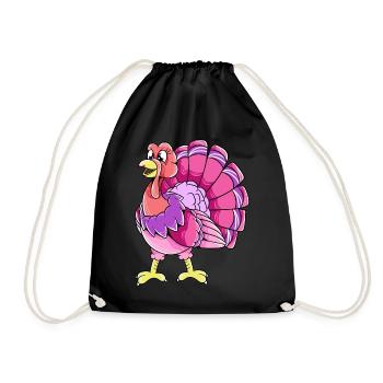 Female Turkey Thanksgiving - Drawstring Bag - black - Front