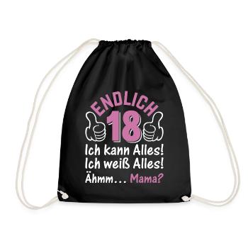 Endlich 18 Ich Kann Alles - 18 Jahre Volljährig 18 - Turnbeutel - Schwarz - Vorne