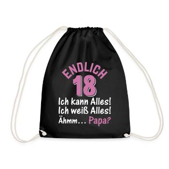 18 Jahre 18. Geburtstag I Endlich 18 Ich Kann Alle - Turnbeutel - Schwarz - Vorne