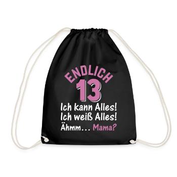 13 Jahre Teenager 13. Geburtstag - Endlich 13 Ich - Turnbeutel - Schwarz - Vorne