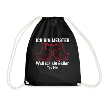 Ich Bin Meister Heimwerker - Handwerker Meister - Turnbeutel - Schwarz - Vorne