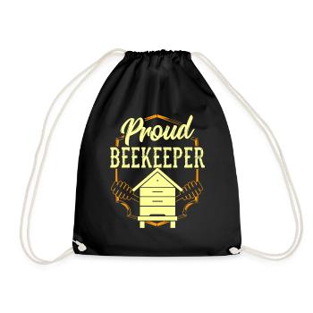 Proud Beekeeper Honey Bee Beekeeper Beekeeping - Drawstring Bag - black - Front