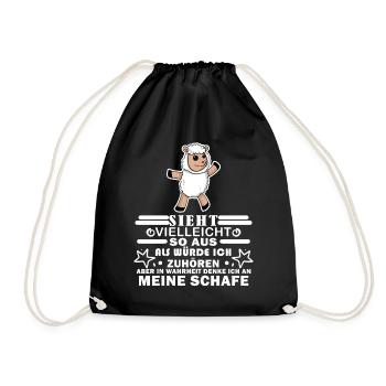 Schafe Schaf Schafzüchter Geschenk - Turnbeutel - Schwarz - Vorne