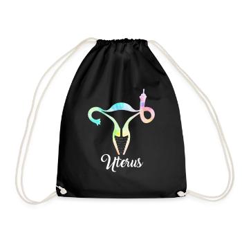 Mittelfinger Gebärmutter TShirt, Tye Die, Pro Choice - Turnbeutel - Schwarz - Vorne