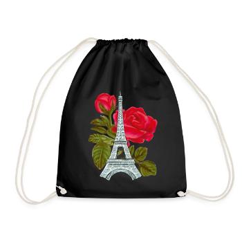 Tour Eiffel avec Rose Love Paris Roses Français - Sac de sport léger - noir - Devant