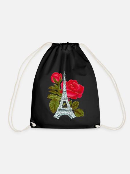 Tour Eiffel avec Rose Love Paris Roses Français - Sac de sport léger - noir