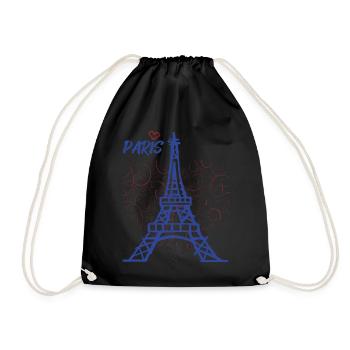 I love Tower-Heart-France-Souvenir-French - Drawstring Bag - black - Front