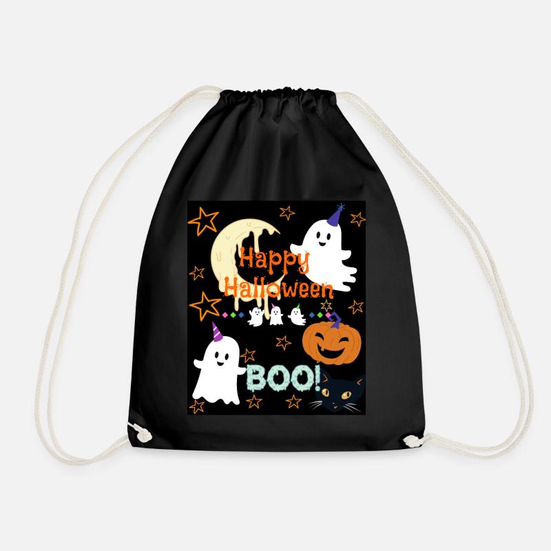 Happy Halloween Boo - Drawstring Bag - black