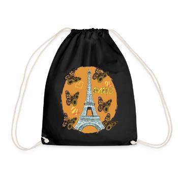 Liebe Paris Herzen Eiffelturm Schmetterling Frankr - Turnbeutel - Schwarz - Vorne