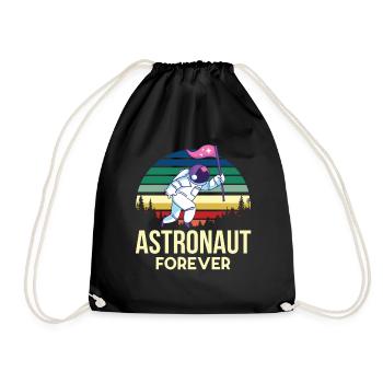 Weltraum Astronaut Retro Planeten Sonnensystem Gal - Turnbeutel - Schwarz - Vorne