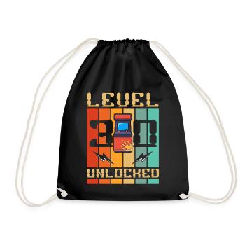 Level 30 Unlocked Arcade Machine Gamer 30. - Drawstring Bag - black - Front