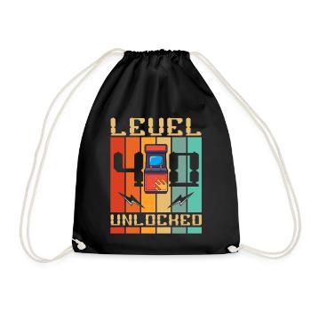 Level 40 Unlocked Arcade Machine Gamer 40. - Drawstring Bag - black - Front