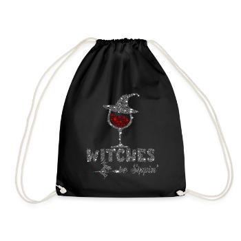 Witches Be Sippin Witch Squad Wine Glass Halloween - Turnbeutel - Schwarz - Vorne