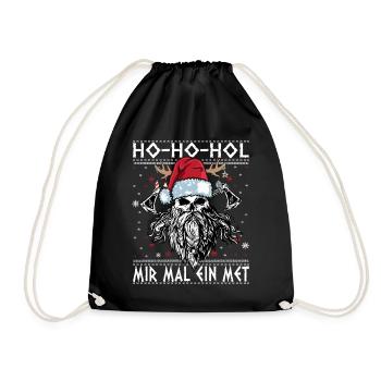 Ho Ho Hol Mir Mal Ein MET Ugly Christmas Wikinger - Turnbeutel - Schwarz - Vorne