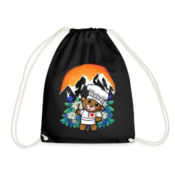 Austria Gourmet Cuisine Hobby Chef Teddy Chef - Drawstring Bag - black - Front
