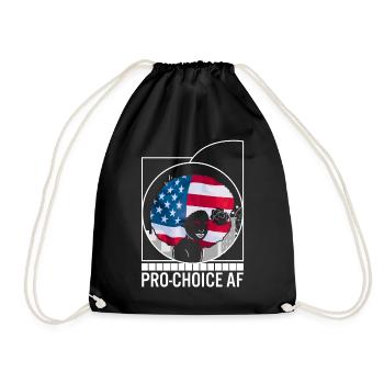 Pro Choice AF Shirt, Black Women, Middle Finger - Drawstring Bag - black - Front