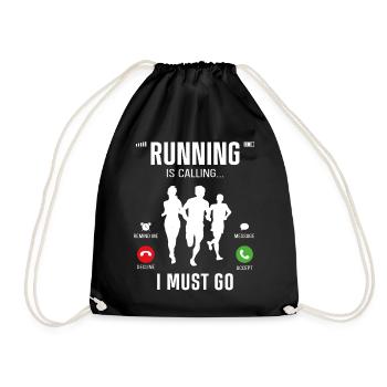 Running Runner Half Marathon Phone - Drawstring Bag - black - Front