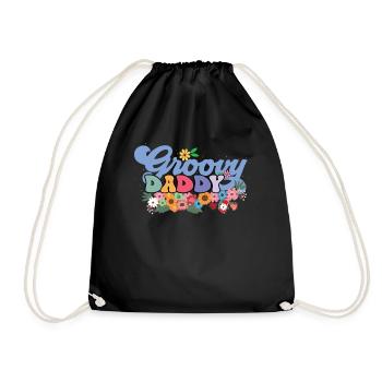 Groovy Daddy Garden Plant Flowers Floral Decor - Drawstring Bag - black - Front