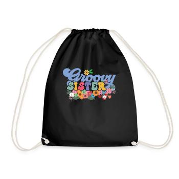 Groovy Sister Garden Plant Flowers Floral Decoration - Drawstring Bag - black - Front