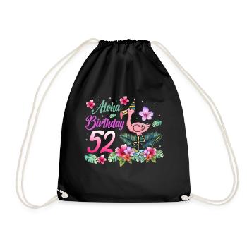 Aloha Birthday 52 Flamingo Bird 52nd Birthday - Drawstring Bag - black - Front
