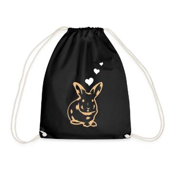 Rabbit Heart Cute Rabbit Hearts - Easter Rabbit - Drawstring Bag - black - Front