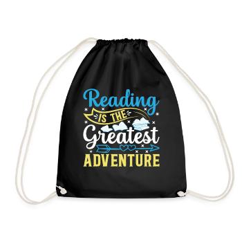 Book Librarian Reading Is The Greatest Adventure B - Drawstring Bag - black - Front
