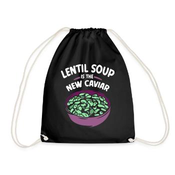 Linsensuppe Ist Der Neue Kaviar Linse Linsen - Turnbeutel - Schwarz - Vorne