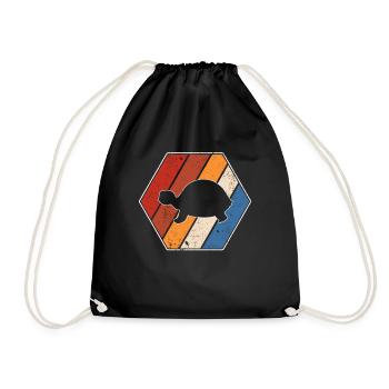 Turtle Retro - Drawstring Bag - black - Front