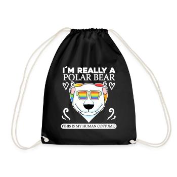 Polar Bear Polar Bear Saying Sayings - Drawstring Bag - black - Front