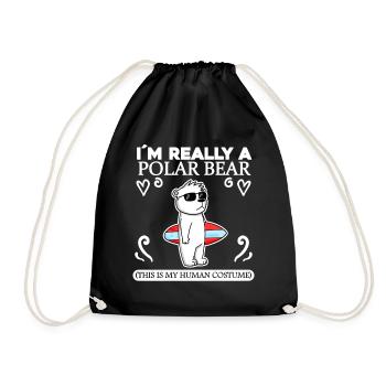 Polar Bear Polar Bear Saying Sayings - Drawstring Bag - black - Front