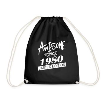 1980 Geschenk - Turnbeutel - Schwarz - Vorne