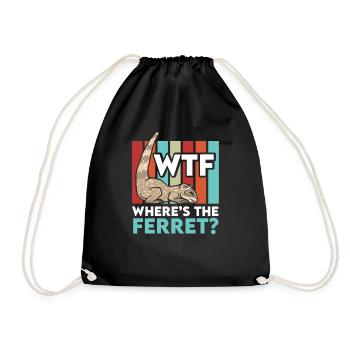Ferret Slender Weasel Mustelid Pet Ferret - Drawstring Bag - black - Front