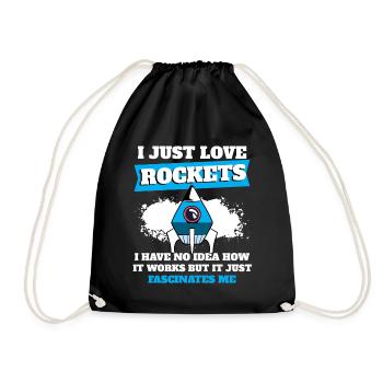 Raumschiff Wissenschaft Ich liebe einfach Raketen - Turnbeutel - Schwarz - Vorne