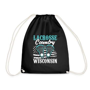 Game with crossed sticks LAX sports team - Drawstring Bag - black - Front