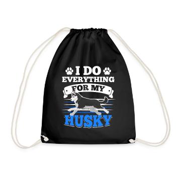 Husky Huskies dog owners - Drawstring Bag - black - Front