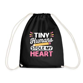 First day of school preschool teacher - Drawstring Bag - black - Front