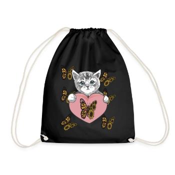 Tournesol Chat Papillon Chaton Bébé L - Sac de sport léger - noir - Devant