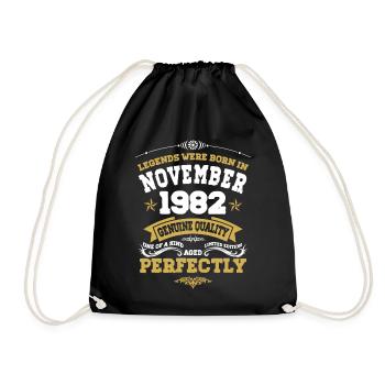 Born November 1982 Birthday Gift - Drawstring Bag - black - Front