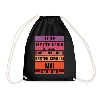 Elektriker Geburtstag Mai geboren Elektrikerin - Turnbeutel - Schwarz - Vorne