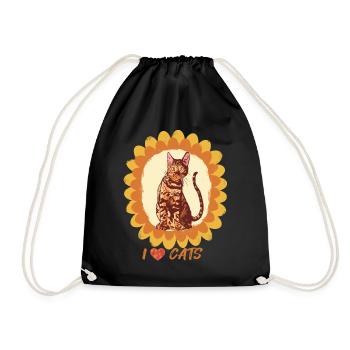 Tournesol Bengal Chat Amour Chats Chat et Chat - Sac de sport léger - noir - Devant