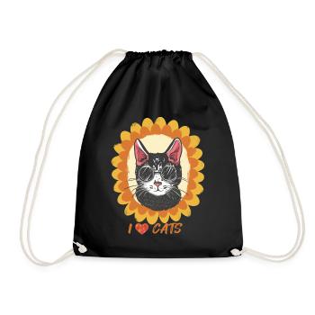 Cute kitten in the sunflower Bengal cat L - Drawstring Bag - black - Front