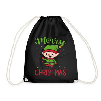 Frohe Weihnachten Zwerg Weihnachtsmann Helfer Weih - Turnbeutel - Schwarz - Vorne