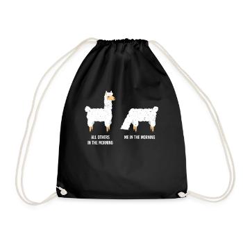 Llama is tired sleeping pyjamas morning grouch alpaca - Drawstring Bag - black - Front