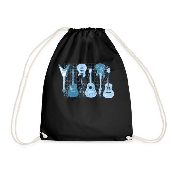 Retro akustische E -Gitarren -String -Instrument Ä - Turnbeutel - Schwarz - Vorne