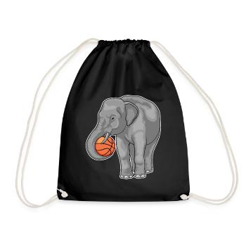Elefant Basketballspieler Basketball - Turnbeutel - Schwarz - Vorne